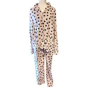 Simply Vera Vera Wang Pajama Set Womens L Pink Black Polka Dot Loungewear